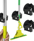Heavy Duty Magnetic Mop And Broom Holder Rack With No Slip Wall Mount Movable Tool Organizer For Garage Kitchen Laundry And Garden 2 Pack Black
