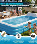 Heavy Duty 2000W Portable Water Heater Rapid Immersion Stick for Buckets and Tubs, shown in inflatable pool with kids.