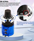 3590S-2-501L 500 Ohm 10-Turn Rotary Wire-Wound Precision Potentiometer with Counting Dial Knob, 22x38mm Size