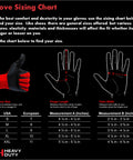 Glove sizing chart for Heavy Duty Nitrile Reusable Work Gloves showing hand measurements for accurate fit.