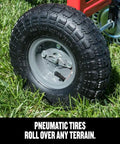Heavy Duty 110 Lb Capacity Pull Behind Lawn Broadcast Spreader With 10 Ft Spread Universal Hitch pneumatic tire detail