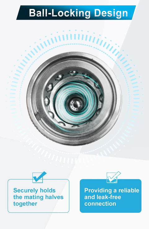 Front view of 1/2 in NPT hydraulic quick-connect tractor coupler interior with teal O-ring and ball-locking components