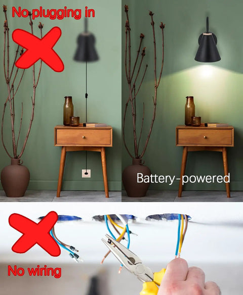 Battery Powered Black Industrial Wall Sconces Set Of 2 With Remote Control USB Rechargeable And Dimmable Easy No Wire Install in bedroom