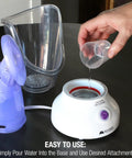 Pouring water into the All In One Face Steamer With Adjustable Facial And Nasal Mask For Sinus Relief Skincare Pore Cleansing Plug In Vaporizer Humidifier 60ml Capacity Travel Ready And Great For Home Spa base unit