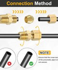 Brass pipe fitting set, 2 pcs, 3/16 in OD to 1/8 in NPT male compression union, straight coupling for 3/16 in pipe