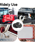 Eight rubber-coated M5 magnets with threaded studs, 30LBS pull, for mounting light bars, cameras, and rearview mirrors.