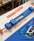 Pro Grade Adjustable Cutting Machine Base Guide With Innovative Circular Saw Clamp for precise wood cutting, dimensions shown