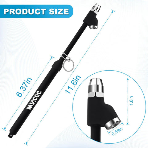 WNCGC air pressure gauge, side view: black dual-head tire gauge with aluminum scaleplates, 11.8in long