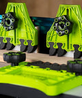 BOW FP4 featherboards (set of 2) in lime-green, attached to a table saw fence.