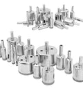 Heavy Duty 15 Piece Drill Bit Hole Saw Kit For Glass Marble Ceramic Tile And Granite Plating Coating Fast Chip Removal Water Lube Precision Boring Tools, 15 sizes