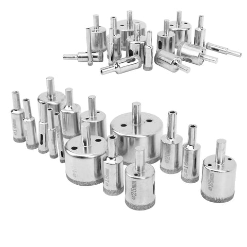 Heavy Duty 15 Piece Drill Bit Hole Saw Kit For Glass Marble Ceramic Tile And Granite Plating Coating Fast Chip Removal Water Lube Precision Boring Tools, 15 sizes