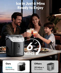 Family enjoying drinks with Countertop Nugget Ice Maker With Handle Ready In About 6 Minutes Produces Up To 35 Lbs Per Day