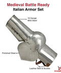 Medieval Battle Ready 15th Century Italian Arm Armor Set With 16 Gauge Steel Straps Genuine Cow Hide Leather Right And Left Arm Guards