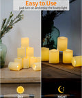 Flameless Votive Candles Set 2 Inch 24 Pack Battery Operated LED With Realistic Flicker Warm White Displayed Day and Night