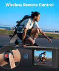 4K Action Camera With 20MP Photos, WiFi, EIS Stabilization, 131ft Waterproof, Remote Control view of skateboarder on camera screen