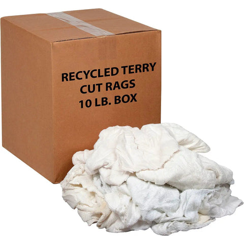 10 Lb Box Pro Grade Recycled Cotton Terry Cut Rags White For General Cleaning Polishing Dusting And Wiping Jobs