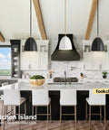 Bright kitchen island with Black Dome Pendant Light For Kitchen Island, 10 Inch Dope Modern Black And Gold Ceiling Fixture
