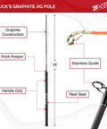 Graphite Jig Pole 16 Foot Three Sections Ultralight Durable Pole With DynaFlo Guides for Ice Fishing and Jigging High Performance