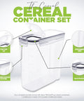 4 Pack Cereal Storage Containers, 4L Airtight Food Jars With Lids, BPA-Free Clear Canisters with ergonomic grip and silicon seal.