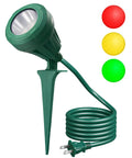 Outdoor LED Spotlight Yard Ready With Three Color Lenses Red Yellow Green, 500LM Waterproof Landscape Lighting For Trees Flags And Holiday Decor, 5 Foot Cord, Narrow 90 Degree Beam, UL Listed, Easy Plug In