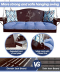 Three Seat Metal Porch Swing With 900 Lbs Capacity Heavy Duty Hanging Bench Upgraded Tray And Cushions Rust Resistant Finish