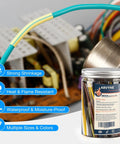 2:1 Heat Shrink Tubing Kit with 162pcs in 9 colors in jar, tubings on wires near electronic board