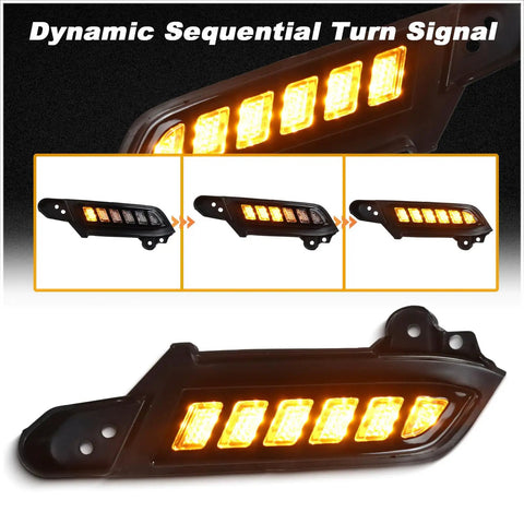 Toyota Tacoma Drop-In Full LED Side Marker Bumper Light Kit With Switchback White DRL And Amber Sequential Turn Signal Replacement.