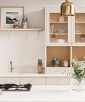 Kitchen with Six Pack Pink Shell Cabinet Knobs Set, 1-1/4 Inch Round Dresser Pulls In Zinc Alloy With Brushed Brass Finish