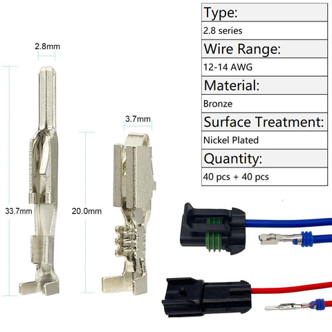 Auto Electrical Pin Connector Kit 440 Pcs Crimp Terminal Pins 1.5 1.8 2.5 2.8mm For 22 to 12 AWG Wire Harness with pin details