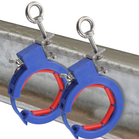Cable Pulley Roller Wire Guide Clamp Set Must Have Reinforced Nylon Stainless Steel For Indoor Outdoor Wiring Fast Install Smart Axle Design Durable Wire Tray Guide 2 Pack, blue clamp on metal beam