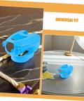 5 Piece Hollow Out Pigeon Injection Holder With Buckle Stable Fixation Feeder Rack shown on a table, blue plastic frame