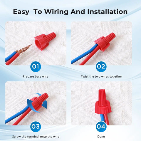 Red Winged Wire Connectors Nuts Pack Of 1000 For Quick Twist On Electrical Wire Ends Caps DIY installation steps diagram