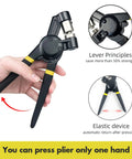 3/8 Inch Grommet Tool Kit Handheld Eyelet Press With Manual Grommet Press Machine in use, highlighting lever principles and elastic device.