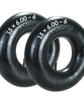 2 Pack 15x6.00-6 Inner Tubes Heavy Duty Replacement For Lawn Mowers Yard Tractors Wheelbarrows Snow Blowers ATVs Go Karts And Golf Carts With TR-13 Valve Stem shown