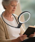Hands Free Neck Magnifier With Light 10X 5.2 Inch Loupe, 36 LED Brightness Levels, Flexible Gooseneck For Close Work Reading