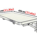 304 Stainless Steel Wall Mounted Shelf With 2 Brackets And Fold Down Table for Space Saving in Tiny Pads, dimensions shown