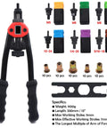 Hand Nut Riveter Kit With Quick Change Head, 330mm Reach, Rivnut Tool for Thread Setting, Nut Sert Fasteners, SAE and Metric Riveting
