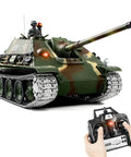 1/16 Scale RC Tank Jagdpanther Battle Ready With Smoke, Sound And Lights, 2.4G Remote Control shown from front angle