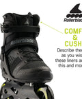 Macroblade 110 3WD Mens Go-To Fitness Inline Skate With Black And Lime Colorway, High Cuff Support, Size 9.5, front view.