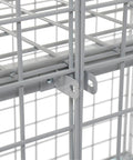 Close-up of Heavy Duty Commercial Wire Mesh Security Locker With Two Swing Doors, showing gray steel mesh structure and latch.