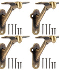 Rock Solid Handrail Stair Brackets For Staircases Heavy Duty Zinc Alloy Railing Supports With Screws Antique Brass Finish Easy Peasy Install Indoor Outdoor Pack Of Four with screws.