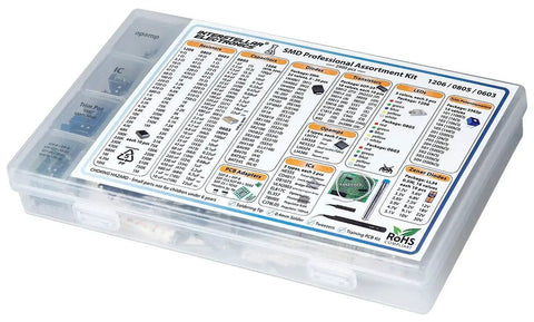 SMD Component Assortment Kit 2900 Pieces Resistors Capacitors Diodes Transistors LEDs Op Amps ICs PCB Soldering Essentials in case