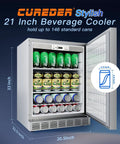 Outdoor Refrigerator Weatherproof Stainless Steel Beer Cooler Under Counter 21 Inch Beverage Fridge with Three Shelves