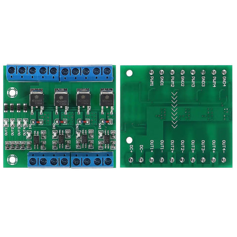 Rock Solid 4 Channel PLC Amplifier Module With MOSFET Driver And Optocoupler Isolation, PWM Input 3 to 20V, 10A Max board close-up