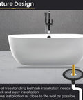 Rock Solid Freestanding Bathtub Drain Rough In Mounting Kit looking sleek under a modern white soaking tub with gold accent.