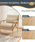 Before and after image showing Heavy Duty Folding Chair Leg Caps 12 Pack Premium Grey Floor Savers used on a chair.
