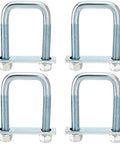 Heavy Duty 4 Pack Square U Bolts For 2.5 Inch Wide Leaf Springs, Galvanized Steel U Bolt Brackets With Plates