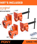Two Pack Fifty Two Inch Wood Gluing Pipe Clamp Fixture For One Half Inch Black Pipe For Woodworking Projects With Long Reach Heavy Duty Clamp Set