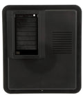 Front view of 125A Main Lug Load Center 4-Space 8-Circuit Indoor Convertible with Combination Cover, black thermoplastic enclosure
