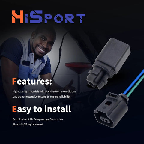 No Drama Fix Ambient Air Temperature Sensor With Connector Pigtail Plug Quick Swap For Audi A3 A4 A6 And Volkswagen Golf Jetta Passat GTI showing installation features.